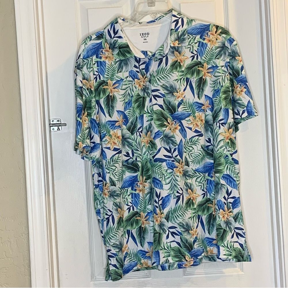 IZOD Swingflex Elite Tropical Print Polo Shirt Size XXL